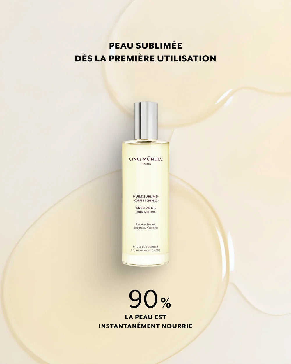 Huile Sublime Bio Monoï Cinq Mondes 150ml - Rituel de Polynésie Huile Sèche