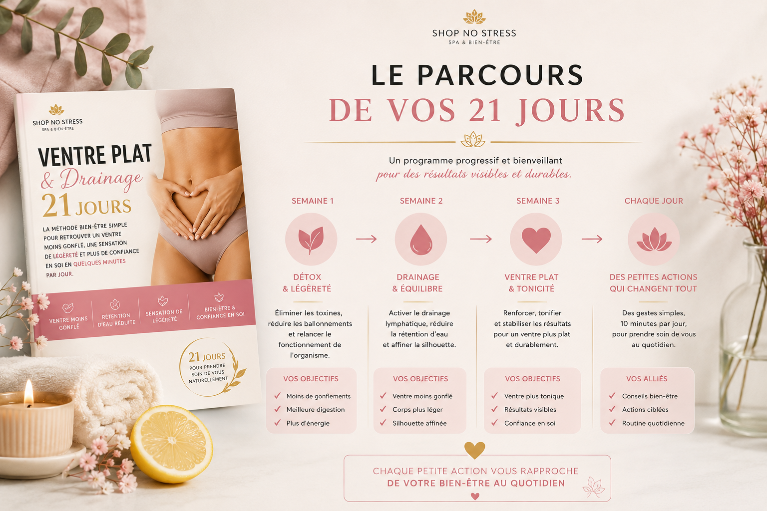 Pack Ventre Plat & Drainage – Programme 21 jours