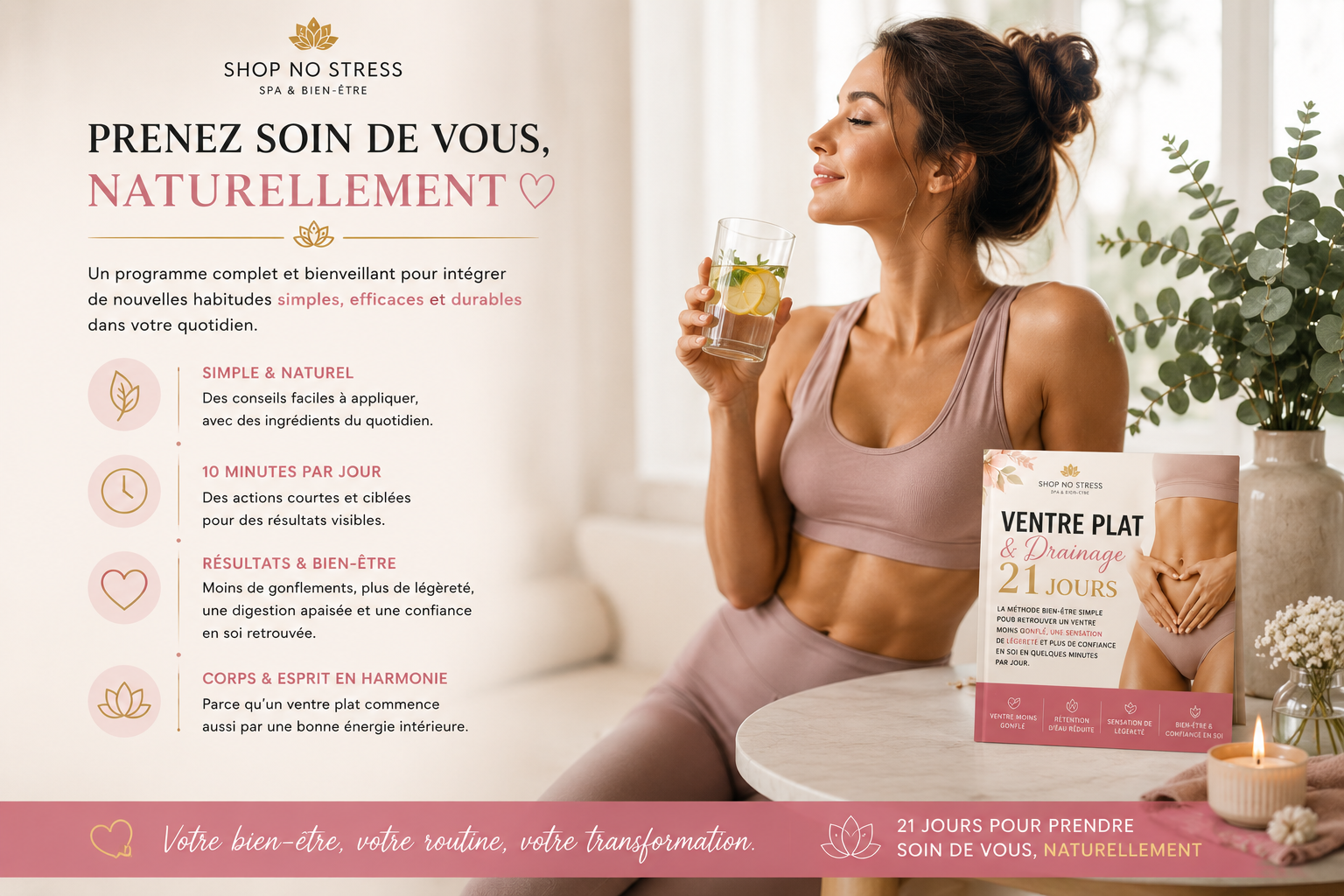 Pack Ventre Plat & Drainage – Programme 21 jours