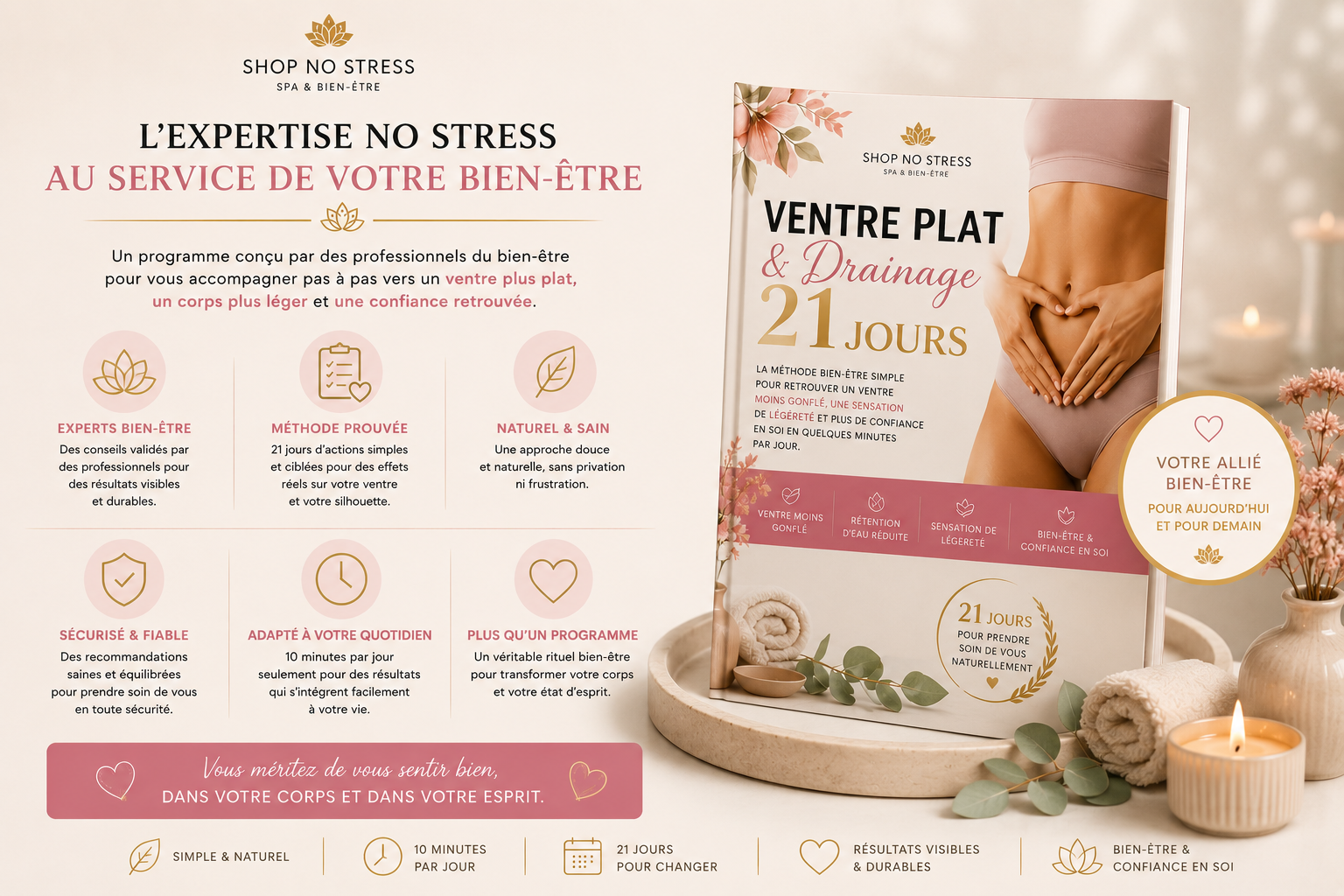 Pack Ventre Plat & Drainage – Programme 21 jours