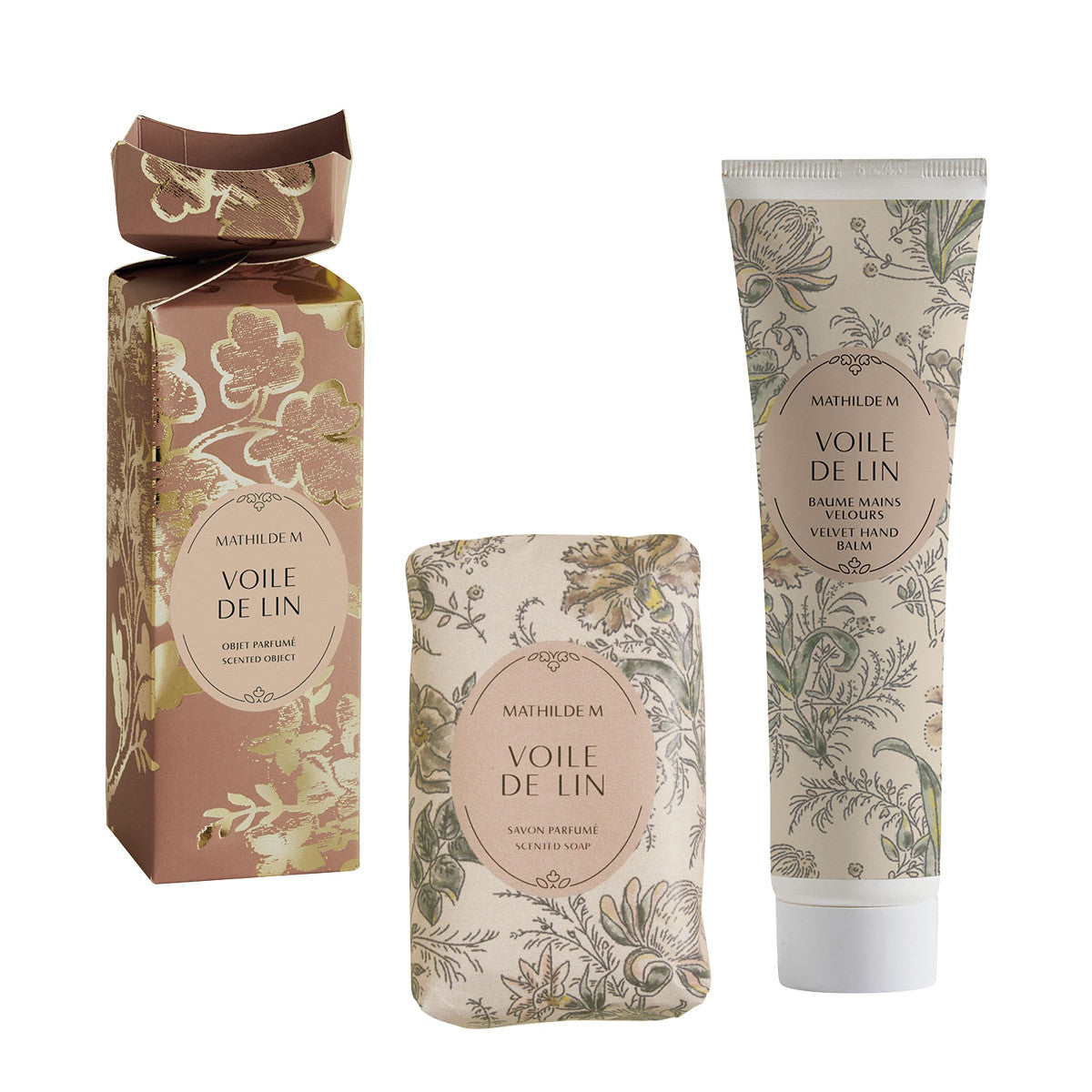 Coffret baume mains et savon Trésor de Fleurs – Voile de Lin | Mathilde M