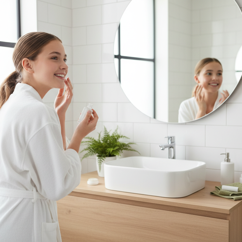 Adolescente heureuse avec une peau nette