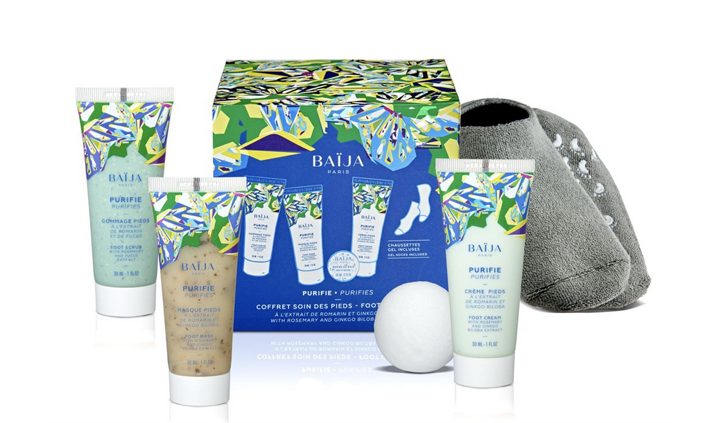 Baïja - Coffret soin des Pieds purifiant - bombe de bain, exfoliant, masque, créme et chaussettes