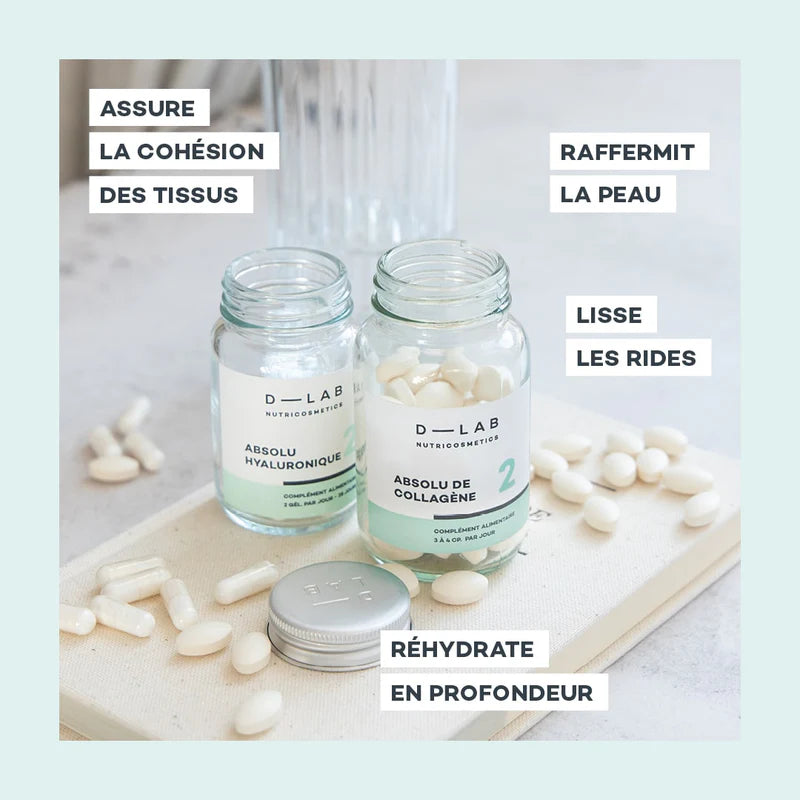 DLAB - Duo Nutrition Absolue - Collagène et Acide Hyaluronique - Cure 1 mois