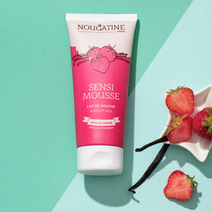 NOUGATINE - Sensimousse Lait de douche enfant parfum fraise vanille - 200 ml ou 30 ml