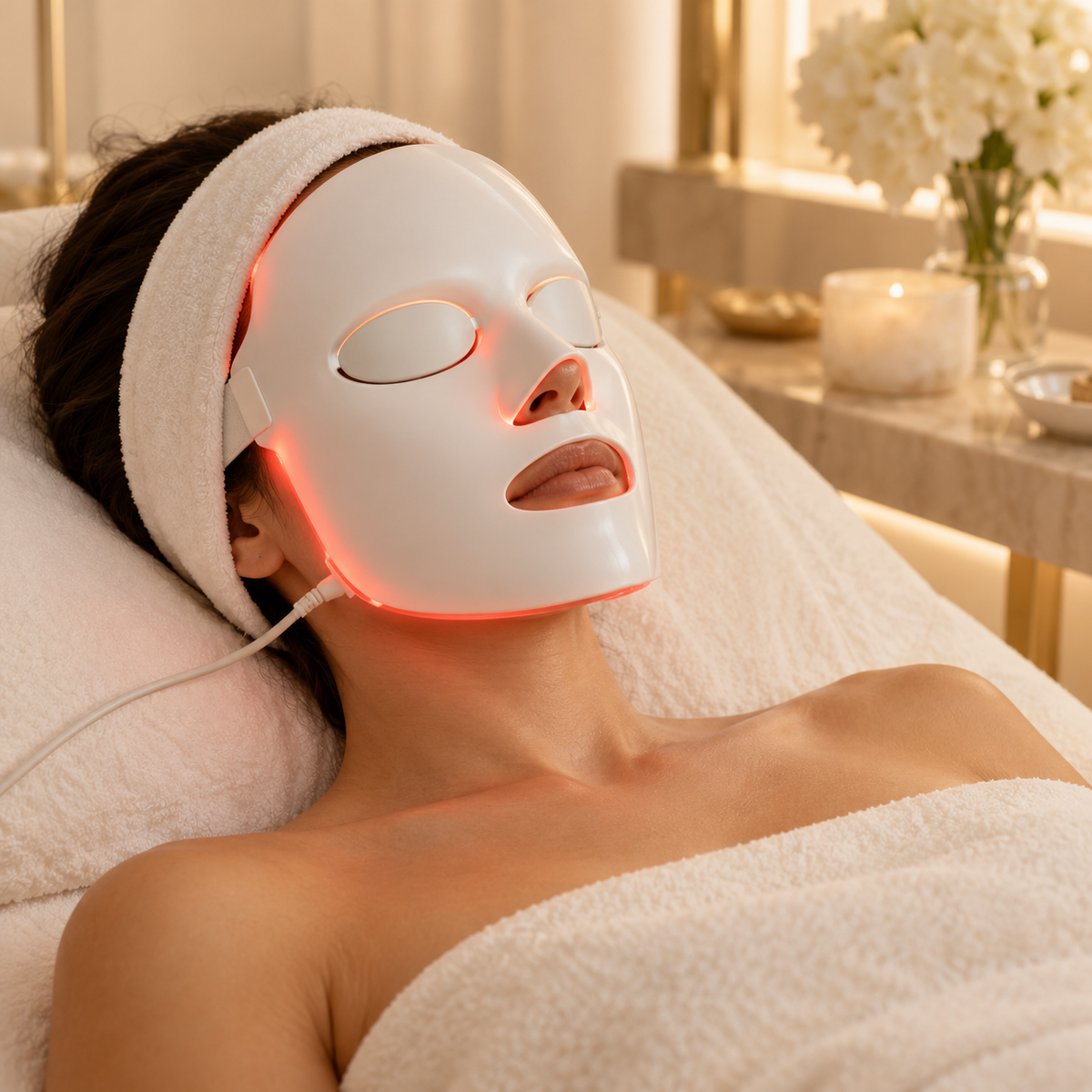 Illustration du masque LED inclus dans le soin Hydrafacial.