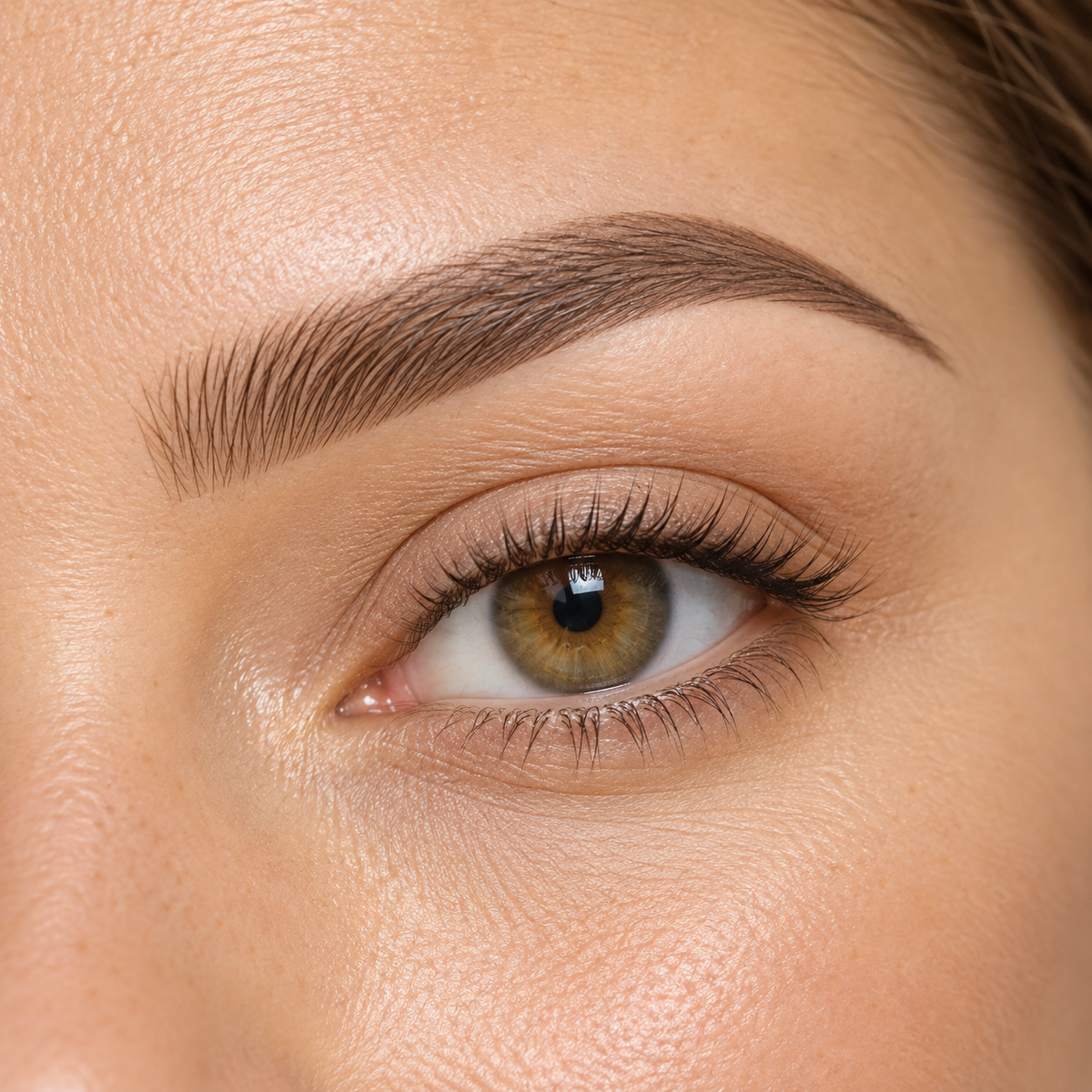 Illustration de sourcils Hybrid Brow associant effet poil à poil et ombrage poudré.