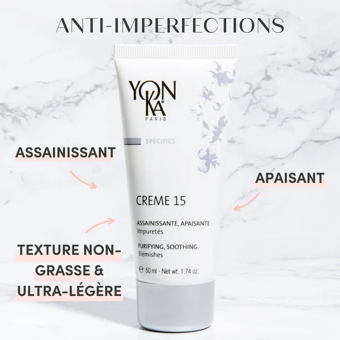 YONKA - Crème 15 50 ml - crème anti imperfections assainissante et apaisante