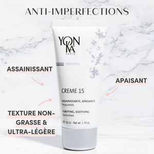 YONKA - Crème 15 50 ml - crème anti imperfections assainissante et apaisante