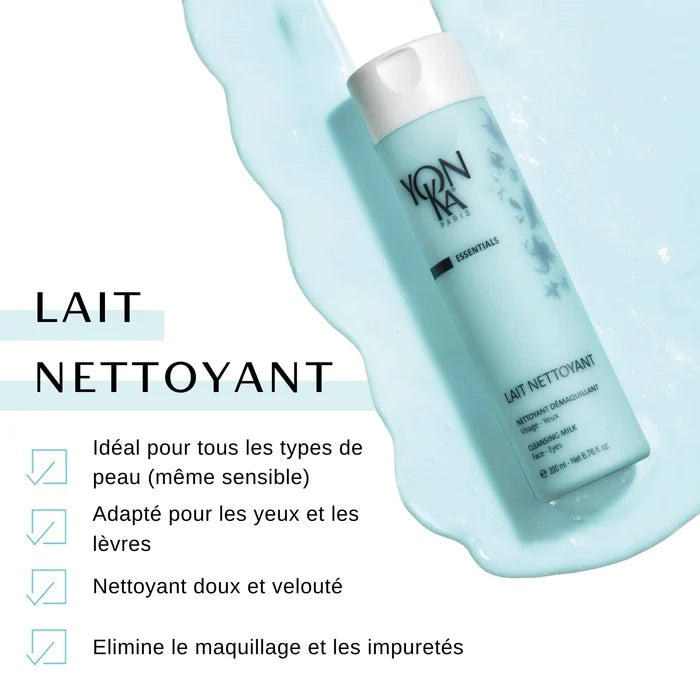 Lait Nettoyant Visage et Yeux YONKA - 200 ml | Nettoyant Démaquillant Confort