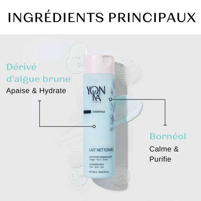 Lait Nettoyant Visage et Yeux YONKA - 200 ml | Nettoyant Démaquillant Confort
