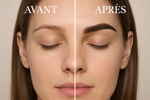 Avant-après teinture henné sourcils