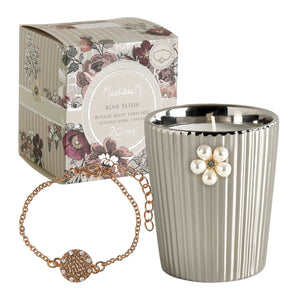 MATHILDE M - Bougie Bijoux Parfumée Célébrations Exquises 260 g - Parfum Rose Elixir