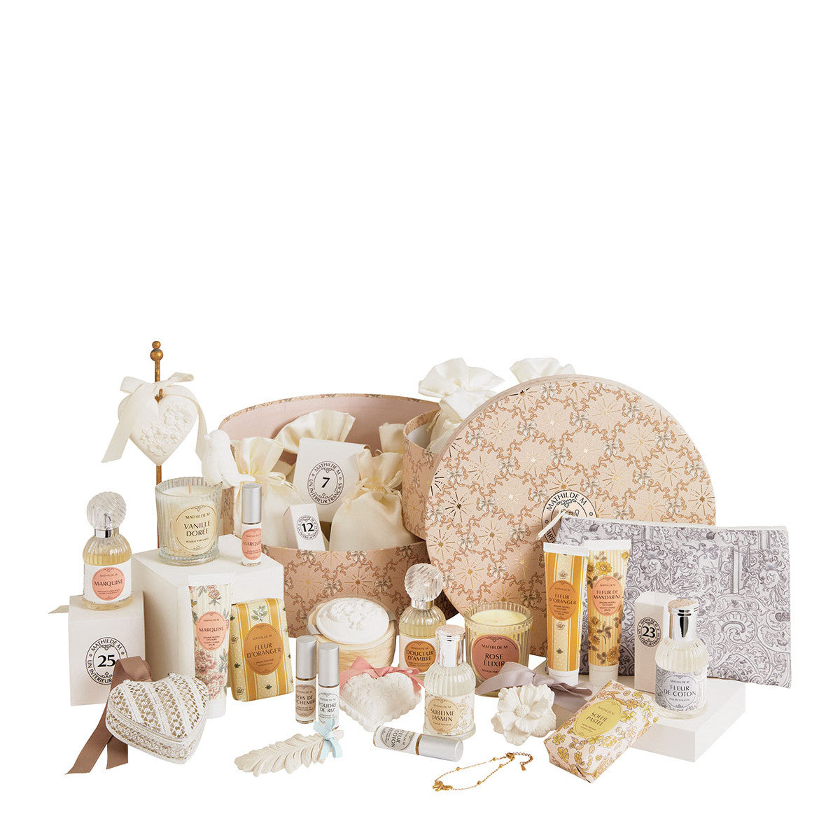 Boîte du calendrier de l’Avent Rubans de Fête et produits parfumés