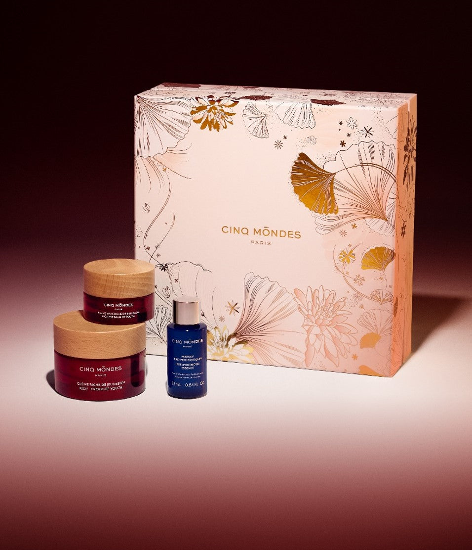 Coffret de Jeunesse - CINQ MONDES - Crème Riche + Baume Riche + Essence PréProBiotique