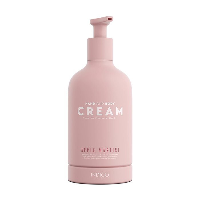 Crème Mains et Corps Apple Martini 370ml Indigo – flacon pompe rose