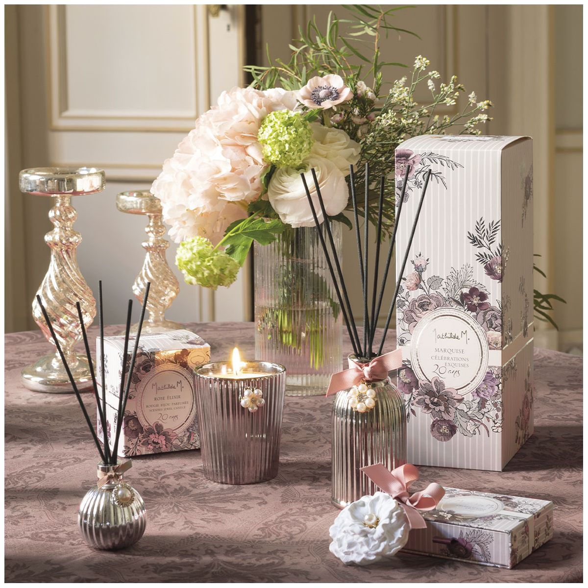 MATHILDE M - Diffuseur de parfum d'ambiance Célébrations Exquises 200 ml - Rose Élixir