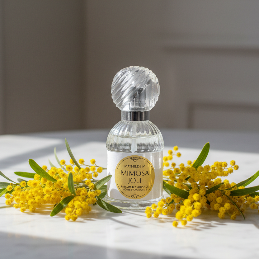 Parfum Mimosa Joli Mathilde M lifestyle marbre et fleurs