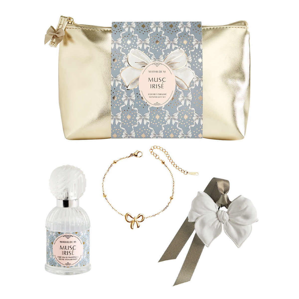 Bracelet doré avec nœud de la pochette Rubans de Fête