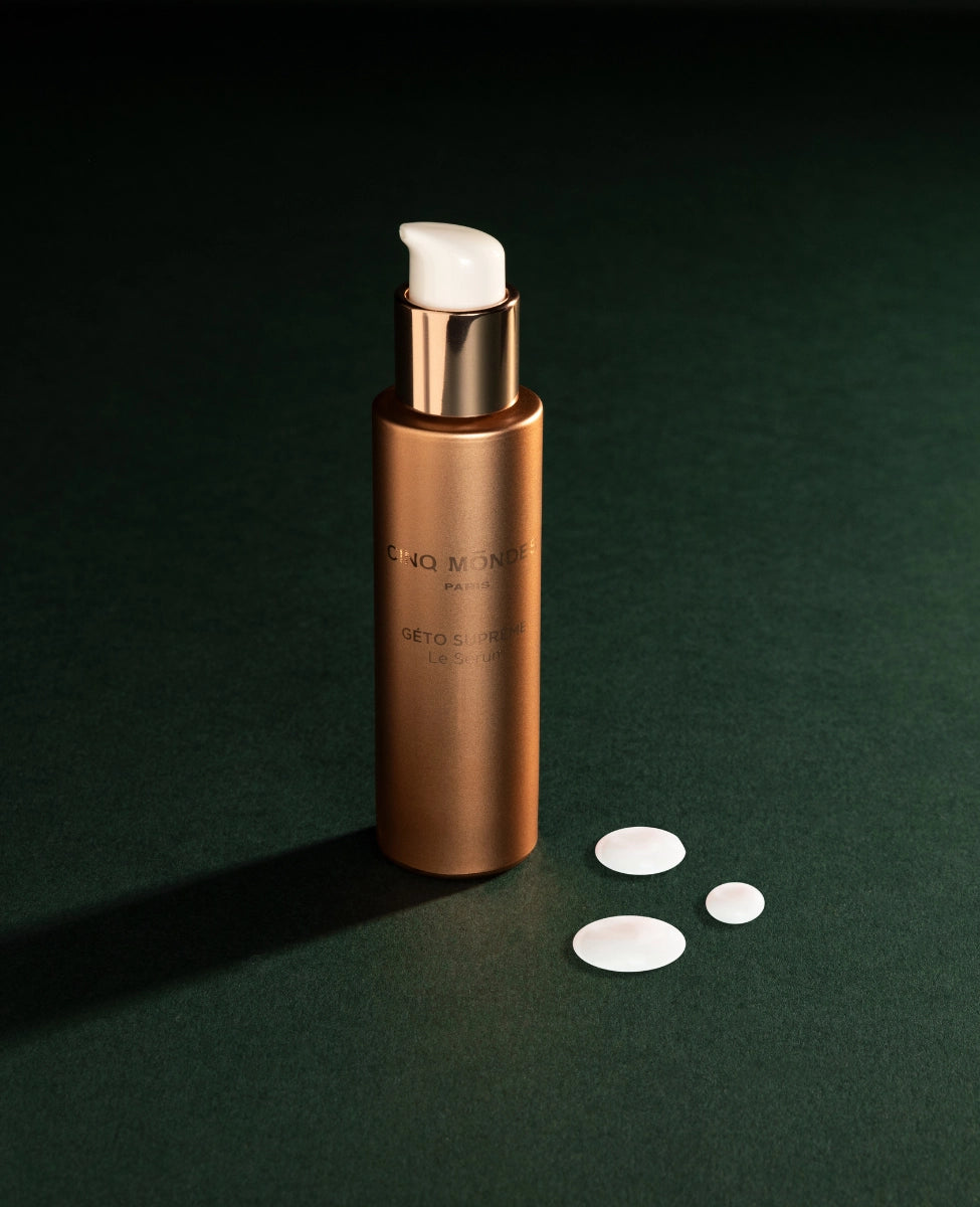 Serum GETO Cinq Mondes dans coffret luxueux Beauvais spa cosmétique haut de gamme anti age global anti rides fermeté anti tâches