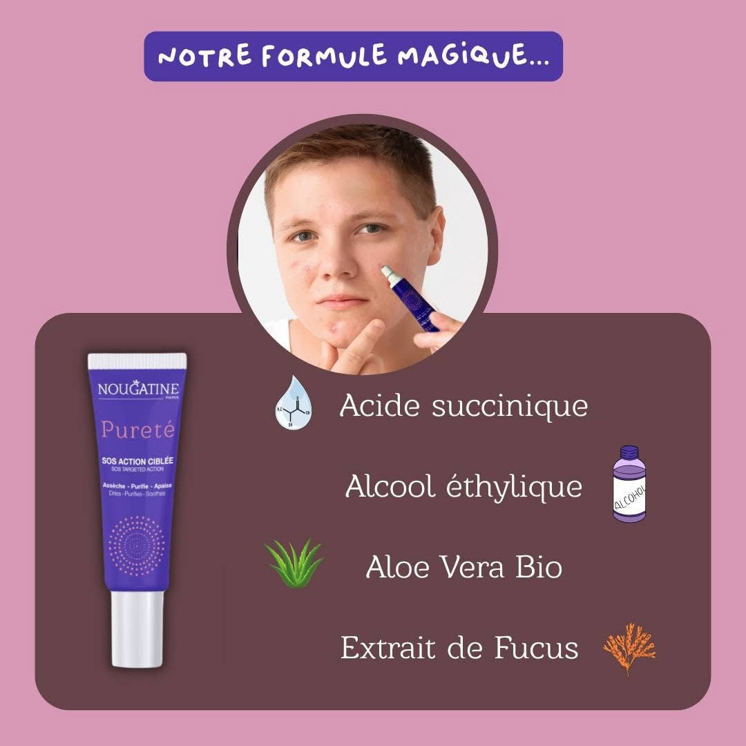 NOUGATINE – SOS Pureté Action Ciblée | Soin Anti-Boutons Préados 10 ml
