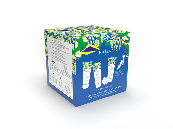 Baïja - Coffret soin des Pieds purifiant - bombe de bain, exfoliant, masque, créme et chaussettes